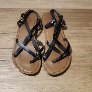 SO Black and Tan Women's Sandals